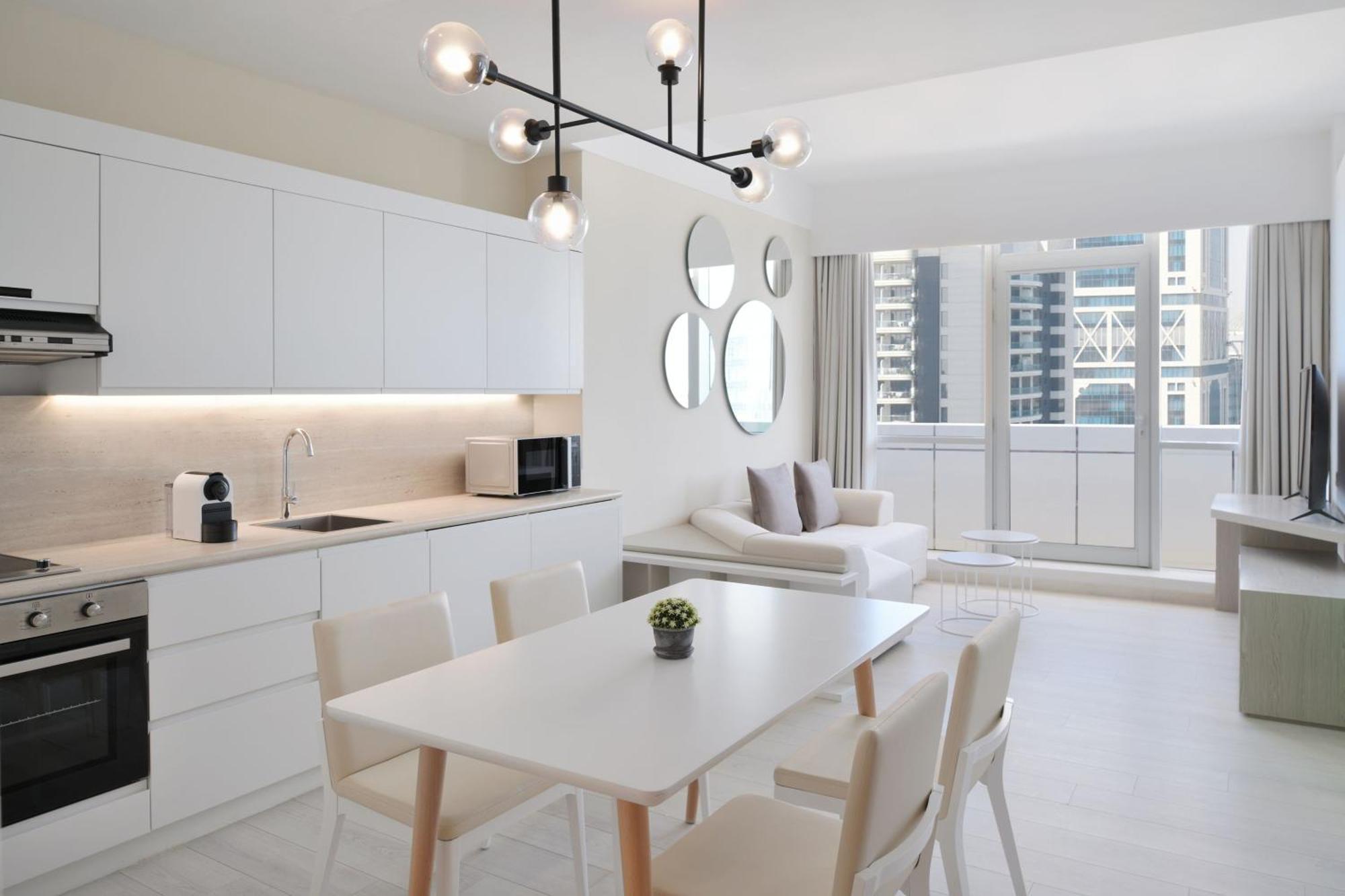 Element By Westin West Bay Doha Hotel ภายนอก รูปภาพ A 3D rendering of a kitchen